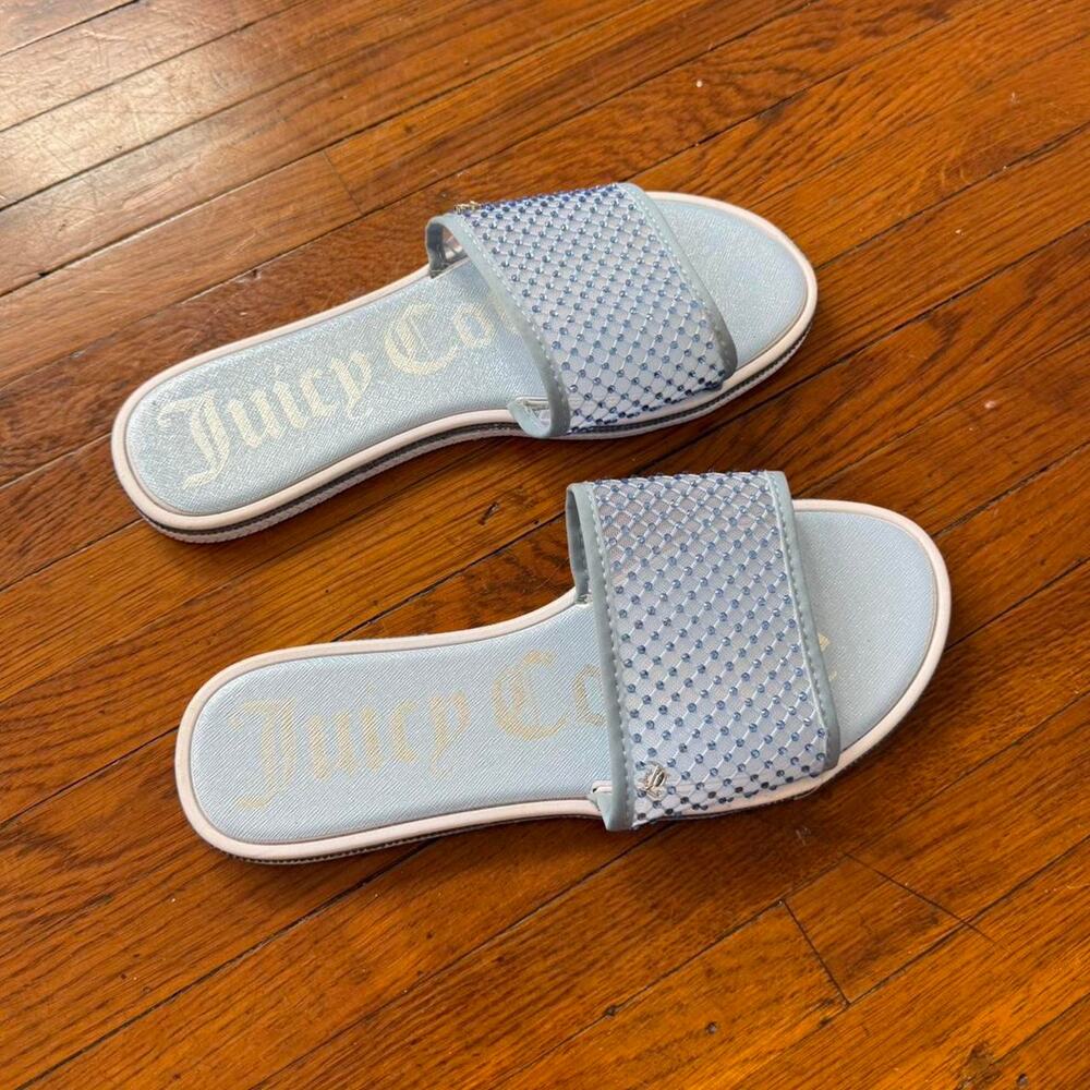 ✿ y2k juicy couture mesh rhinestone slide sandals ⋆